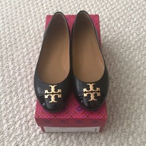 Tory Burch Everly Cap Toe Leather Ballet Flats